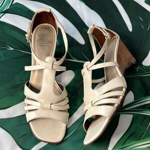 Joan & David Beige Strappy Wedge Sandals